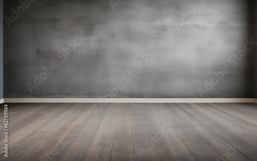 Empty room gray wall room with wooden floor