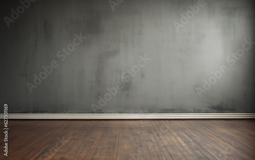 Empty room gray wall room with wooden floor