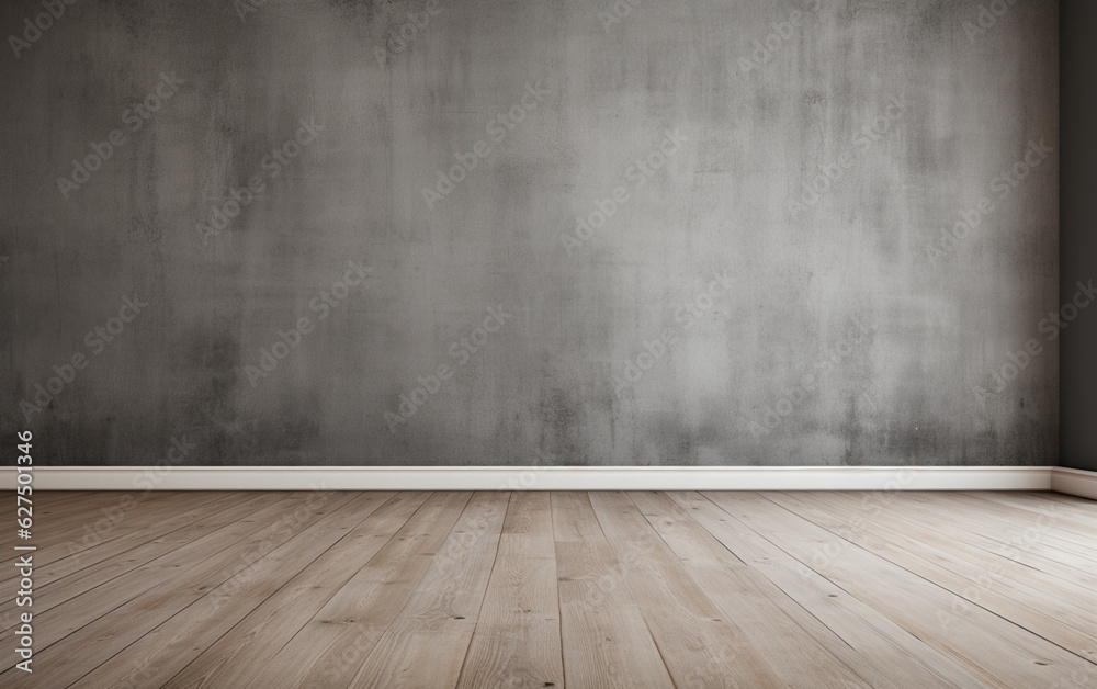 Empty room gray wall room with wooden floor Empty room gray wall room with wooden floor