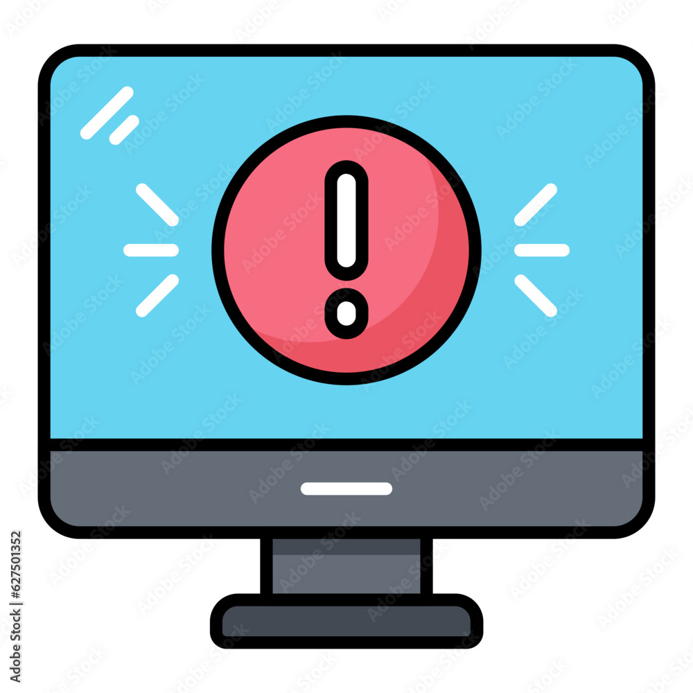 Computer Warning Line Color Icon