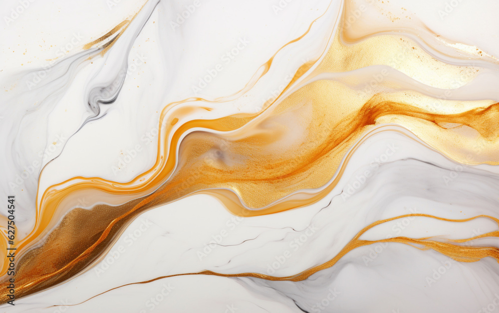 Realistic liquid marble background with gold