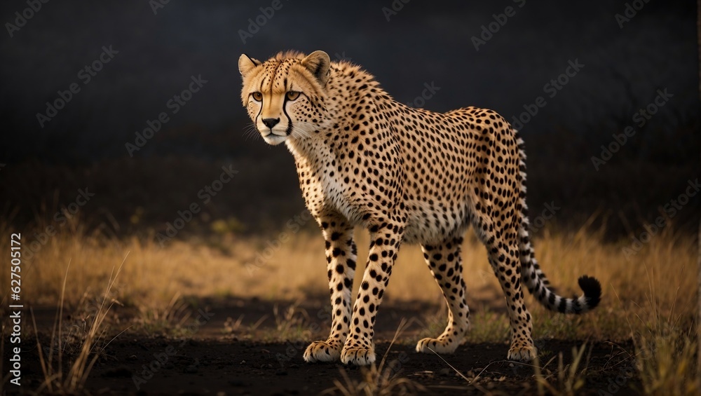cheetah in the savannah illustration generative ai