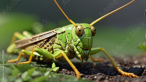 grasshopper on the grass illustration generative ai