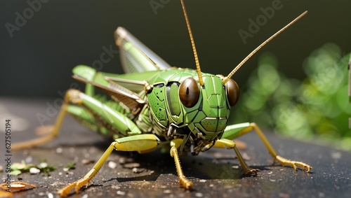 grasshopper on a leaf illustration generative ai