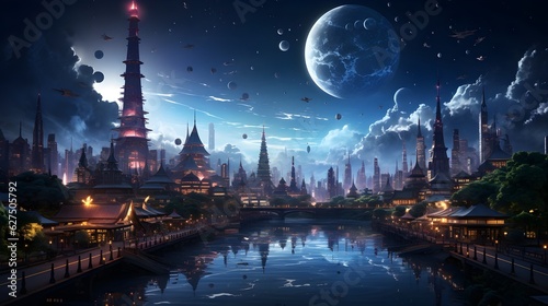Futuristic Utopia: Intricate Cityscape Illustration © Yaiza Canvas