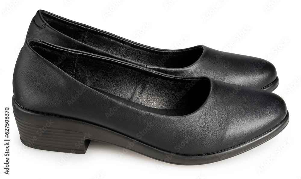 Black court shoes isolated on white background, Women shoes, Piccadilly on white Background With clipping path. Black court shoes isolated on white background, Women shoes, Piccadilly on white Background With clipping path.