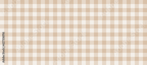 Gingham seamless pattern. Beige and white vichy background texture. Checkered tweed plaid repeating wallpaper. Natural nude fabric and textile swatch design. Vector backdrop 