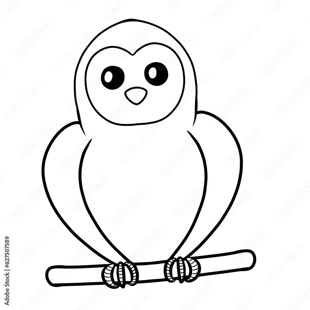 Obraz premium owl cartoon outline sketch drawing png 