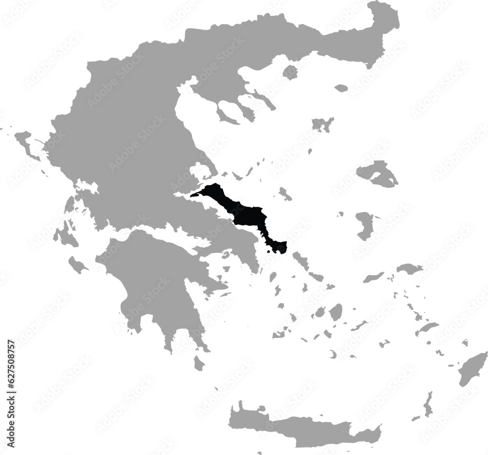Obraz premium Black map of Euboea Island within the gray map of Greece