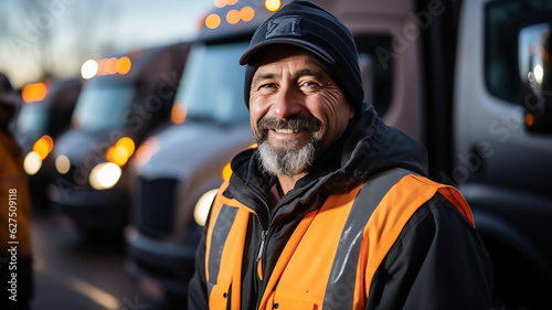 truck driver stand in front of the vehicle happy smile confident © Miljan Živković