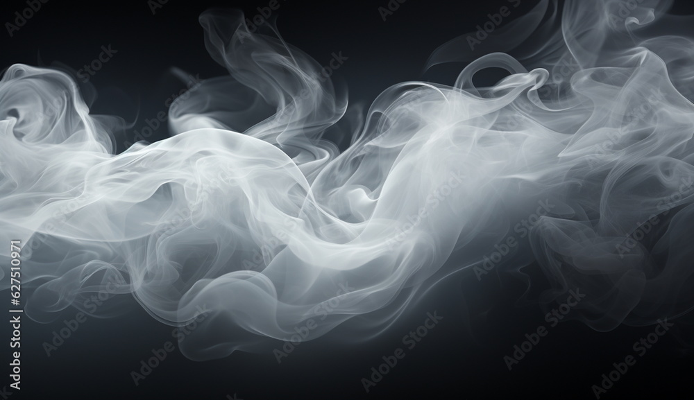 Fototapeta premium A mesmerizing image capturing thick white smoke billowing against a dramatic black backdrop. Based on Generative Ai.