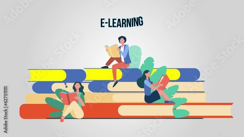Online Education, E-Learning Online Education, and Home Study Animation