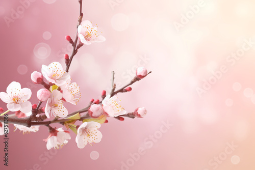 Captivating Cherry Blossom Branch on a Pink Background