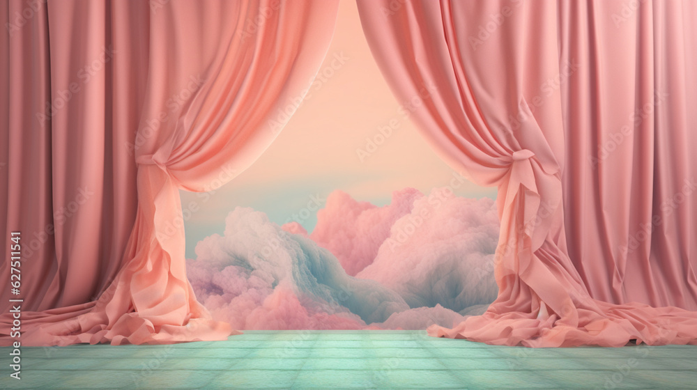 Creative backdrop with patterned pastel background. sweet, romantic setting.