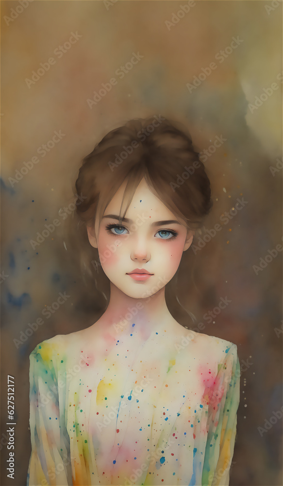 Fototapeta premium 寂しそうな美しい女の子の肖像 ジェネレーティブ AI 