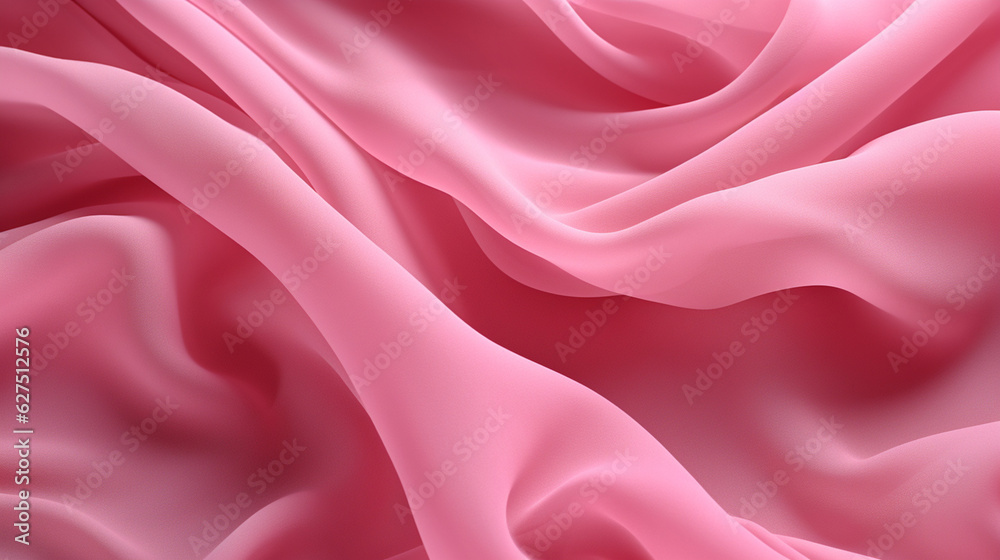 Fototapeta premium Pink chiffon fabric background with fluid shapes and movement. 