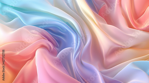 Background of multicolored gauze fabric with fluid shapes and movement.