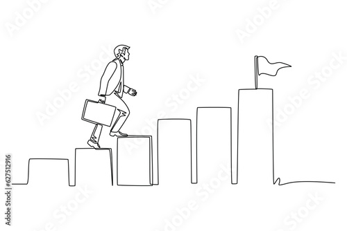 Continuous one line drawing business concepts of analytics, planning, marketing research, work communication, goal settings. Single line draw design vector graphic illustration.