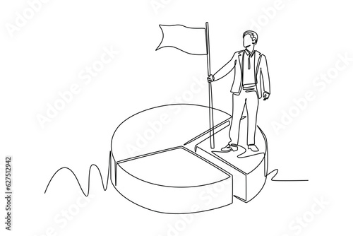 Continuous one line drawing business concepts of analytics, planning, marketing research, work communication, goal settings. Single line draw design vector graphic illustration.