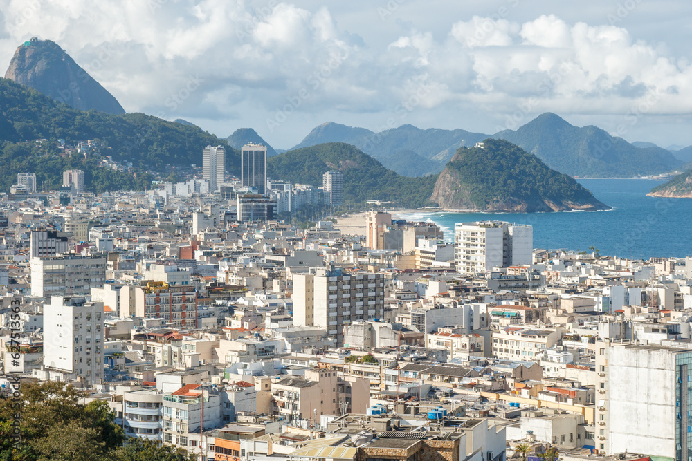 View of Copacabana neighborhood in Rio de Janeiro.