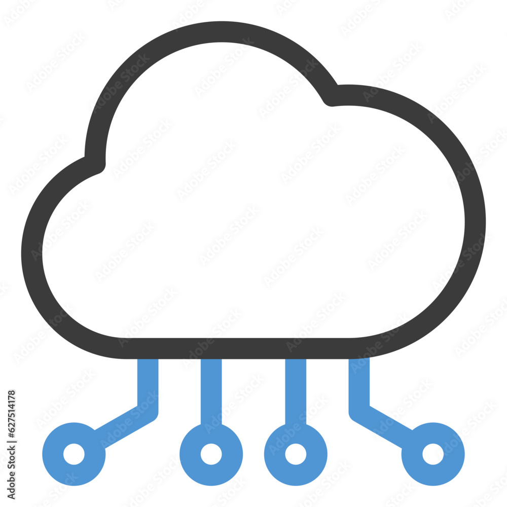 cloud computing icon in color line style cloud computing icon in color line style
