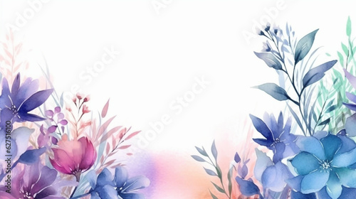 Frames of colorful flowers in watercolor. Backgrounds with flowers  plants and natural motifs in watercolor. Celebrations  congratulations  romantic dates...