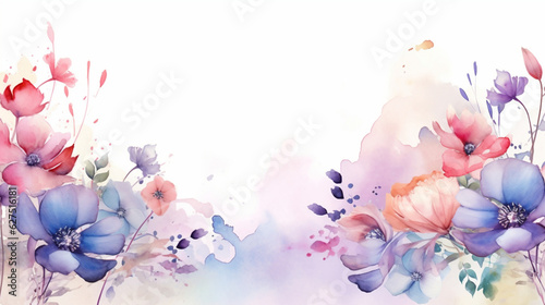 Frames of colorful flowers in watercolor. Backgrounds with flowers, plants and natural motifs in watercolor. Celebrations, congratulations, romantic dates...
