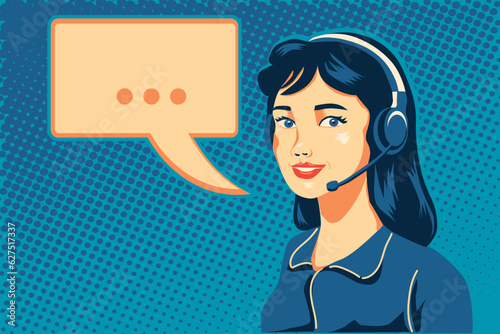 Customer support - call center operator with headset phone assistance