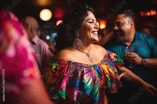Hispanic mature attractive woman flirting in a hispanic nightclub