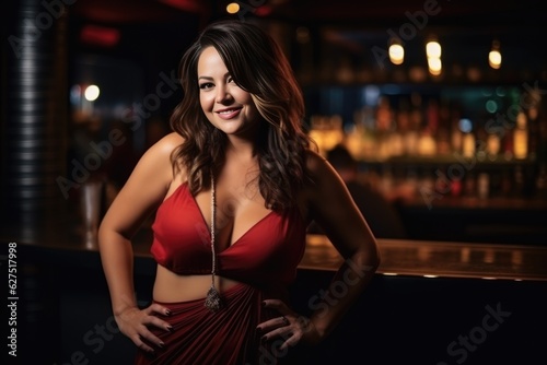 Hispanic mature attractive woman flirting in a hispanic nightclub