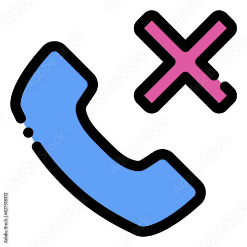 missed call icon in flat line style