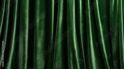 Green velvet fabric background with fluid shapes and movement.
 photo