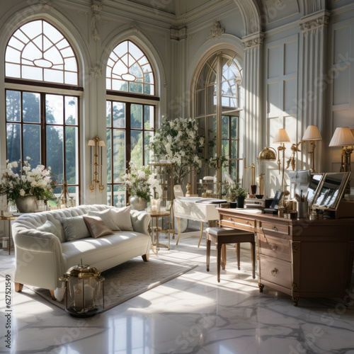  an elegant scene featuring an airy white and clas 