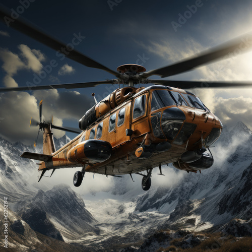 realistic image of a helicopter hovering over 