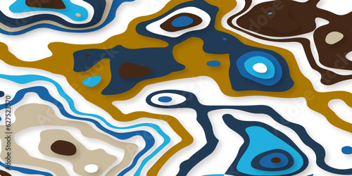 Abstract colorful paper cutout digital painting