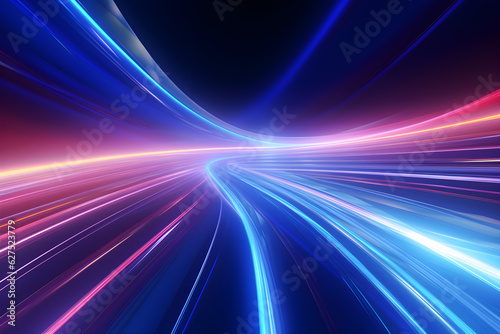 abstract colorful background with lines futuristic blue neon lines beams of light background, AI generate