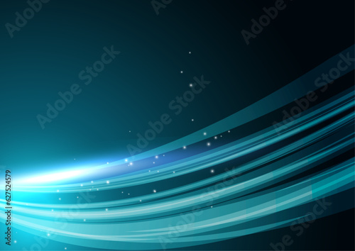 青緑のアブストラクトウェーブ背景	
