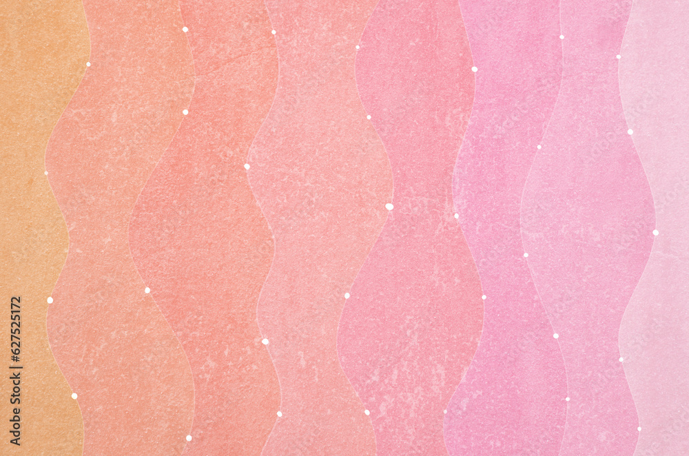 Fototapeta premium Modern Japanese washi paper texture background with abstract wave pattern in gradations of pastel colors.