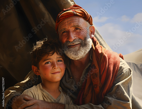 Illustration of Jacob and Joseph from the Biblical Story photo