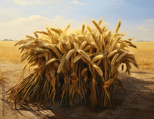 Illustration of Sheaves of Wheat Bowing Down from the Dream of Joseph in the Bible