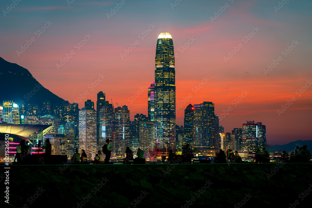 Fototapeta premium Hong Kong Skyline at night; Victoria Harbour view at night