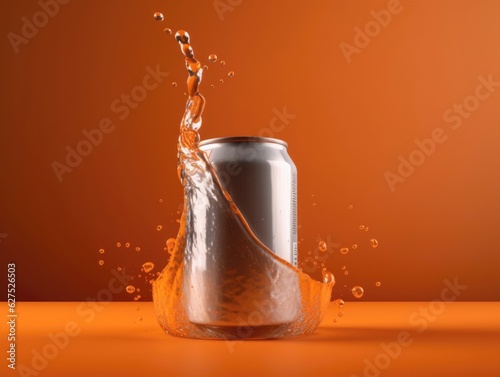 product mockup a soda can with water splash photography