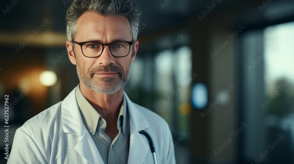 Portrait of a doctor with bright background. Made with Generative AI. Portrait of a doctor with bright background. Made with Generative AI.