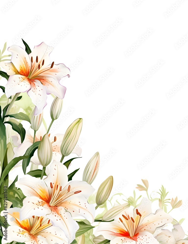 An Illustration of a Floral Border with White Space in the Center for Text Perfect for a card border