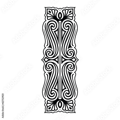 Vector decorative ornamental border. Black and white illustration for coloring page.
