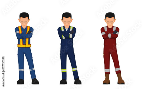 worker is looking at something on the floor