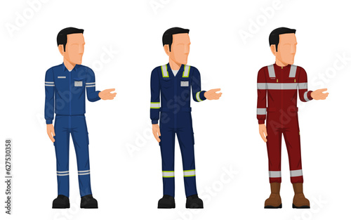 worker is presenting something beside