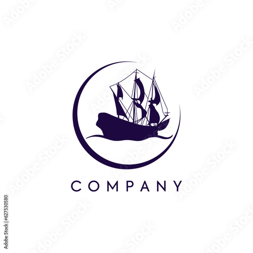 Adventure Logo, Seal boat logo design, old ship logo