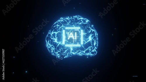 Wallpaper Mural AI system ingesting large amounts of machine learning labeled training data, analyzing for correlations and patterns to make predictions. Artificial intelligence brain 3d rendering animation Torontodigital.ca