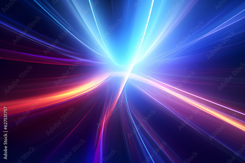 Obraz premium abstract multicolor spectrum background, bright orange blue neon rays and colorful glowing lines, AI generate